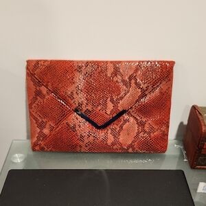 Attitude By Jay Manuel Snake-Print Envelope Clutch